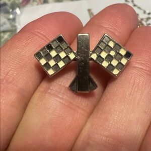 Vintage checkered flags racing pin